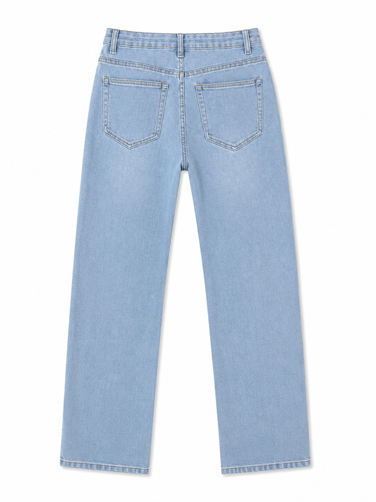 Pull&Bear Straight Leg Jeans, Light Wash Blue – Size 8