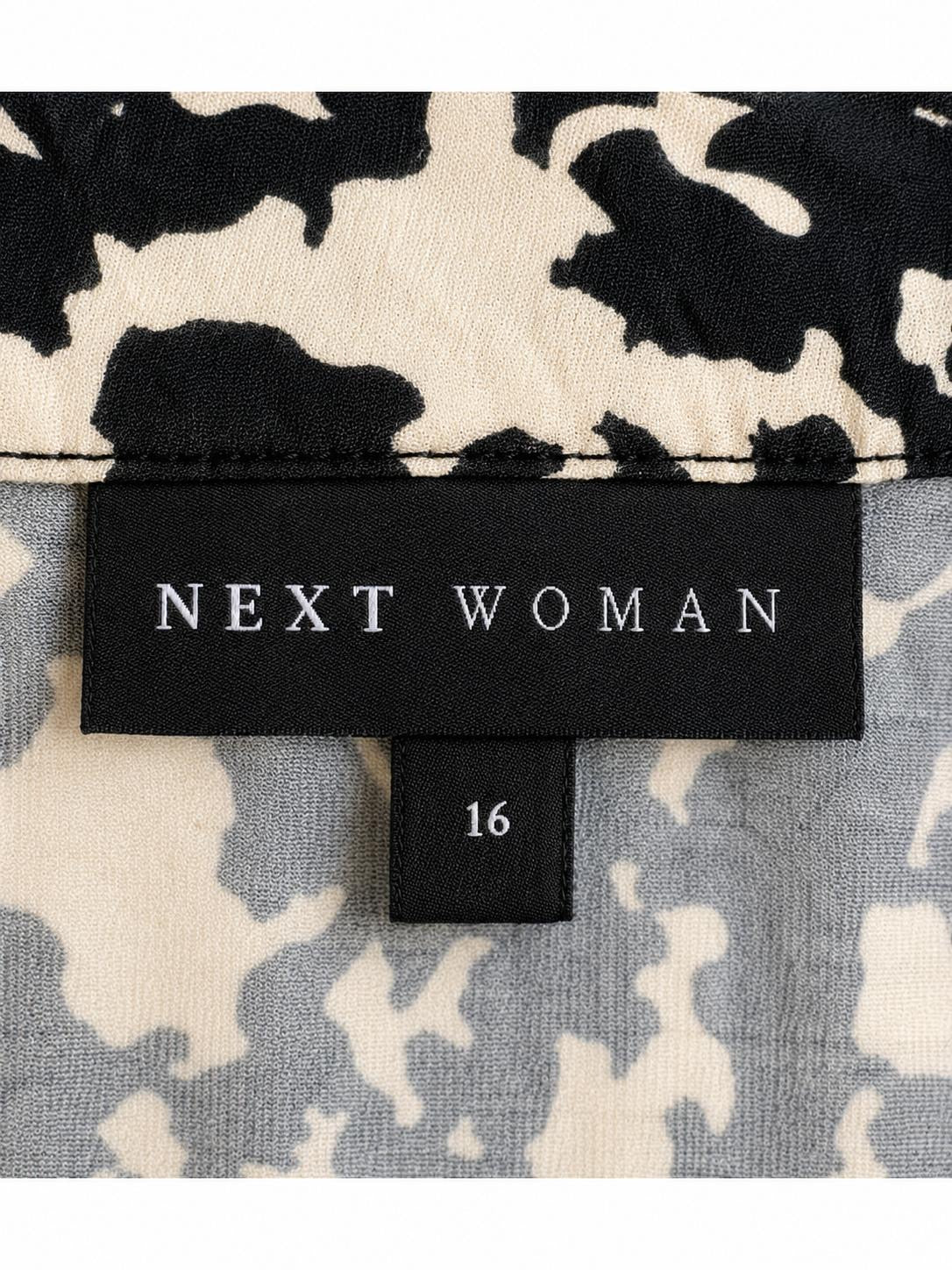 Next Abstract Print Crochet Detail Top, Black & Cream Size - 16