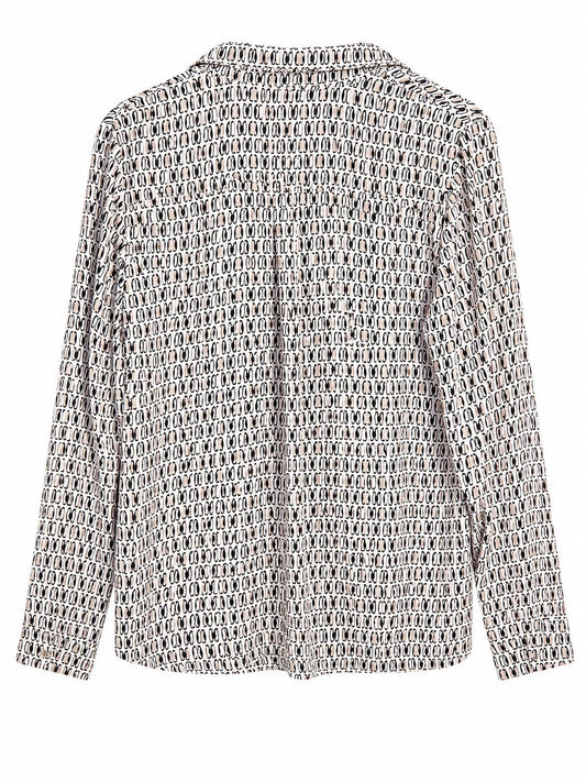 Next Geometric Print Long Sleeve Blouse, Cream Black - Size 12