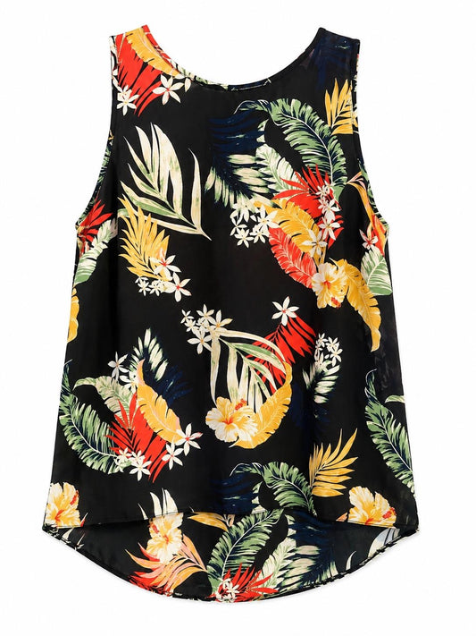 Dorothy Perkins Tropical Floral Sleeveless Top, Black - Size 12