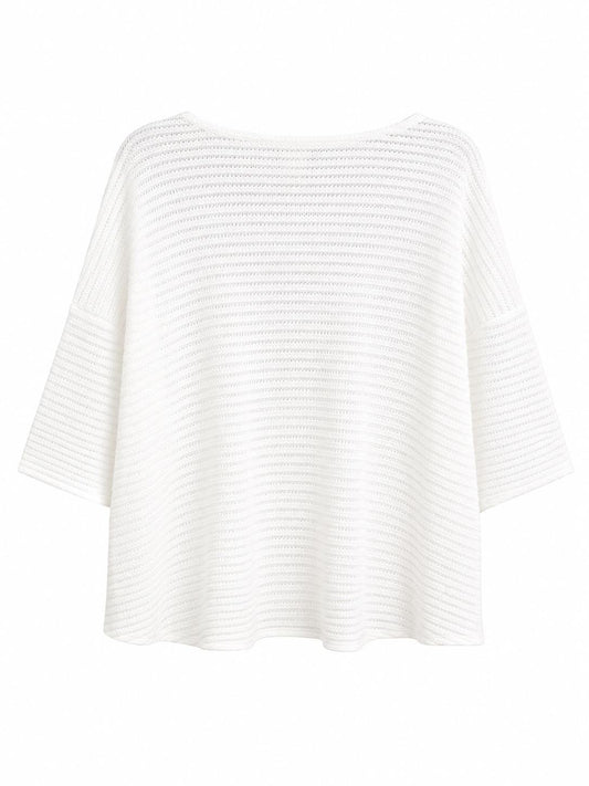 River Island Crochet Knit Oversized Top, White - UK 16