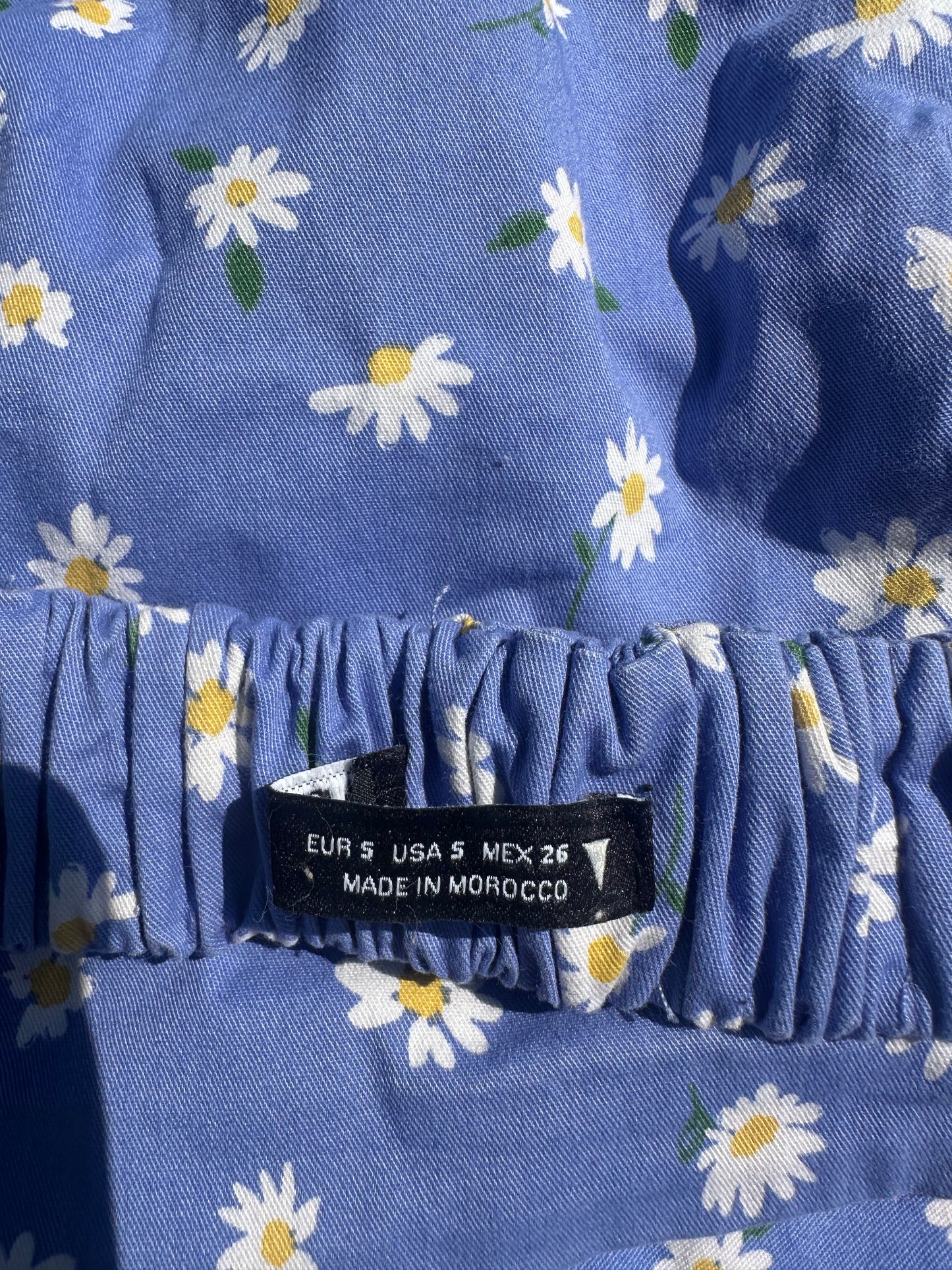 Zara Daisy Print Crop Top & Flared Trousers, Blue – Size 8