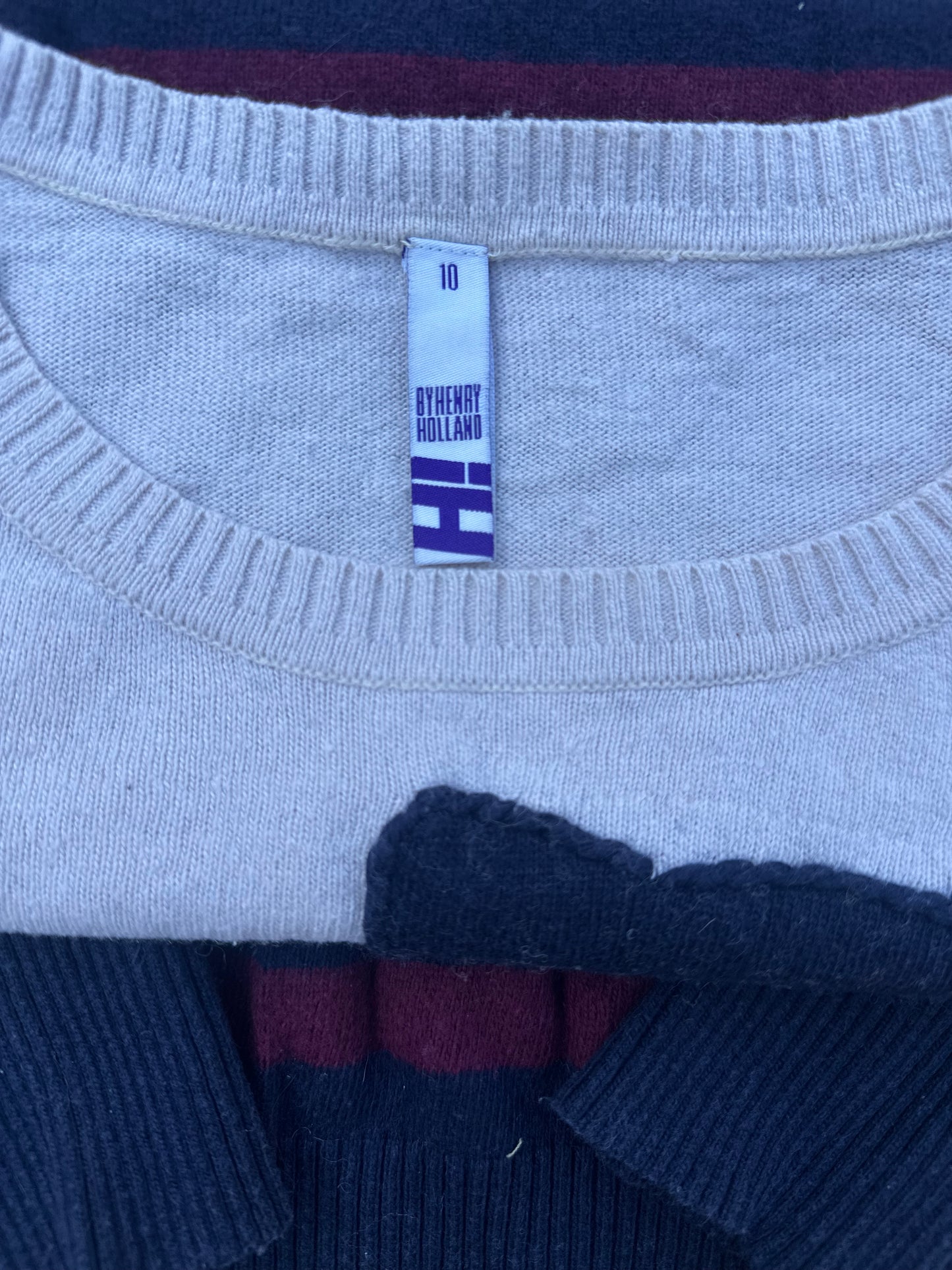 By Henry Cat Striped Knit Jumper, Pink & Burgundy - Size 10