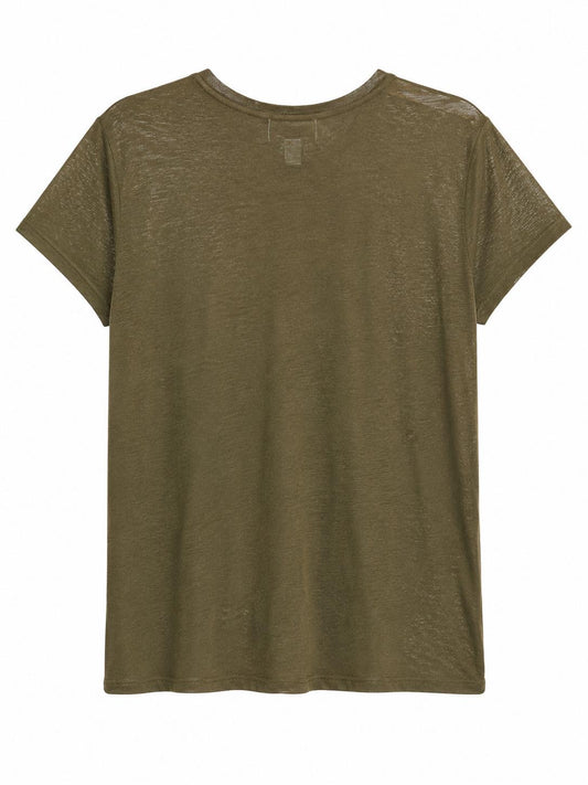 Topshop Lightweight Scoop Neck T-Shirt Khaki, Green - Size 10