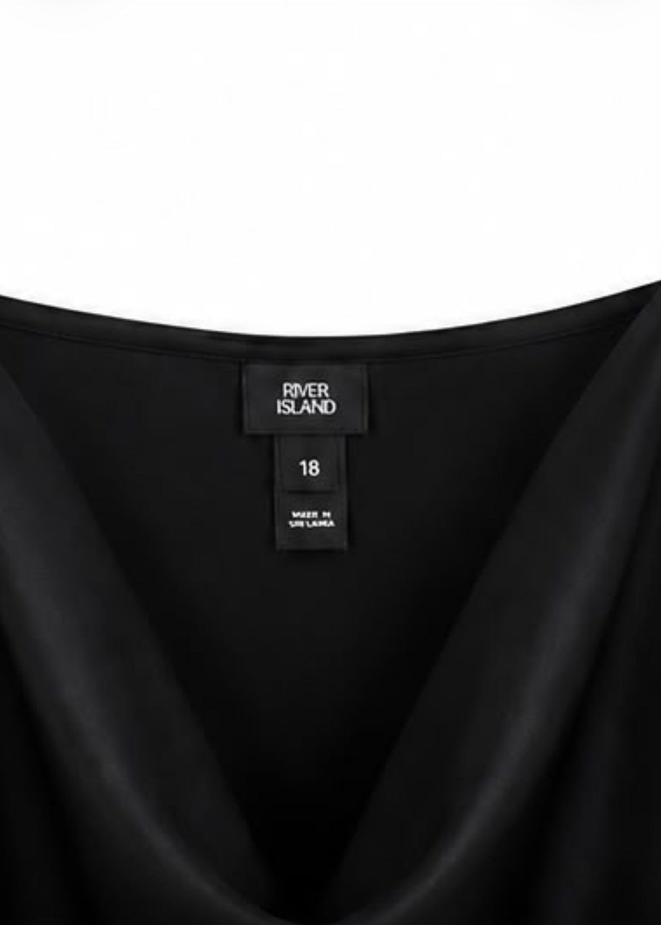 River Island Satin Cowl Neck Cami Top, Black - Size 18