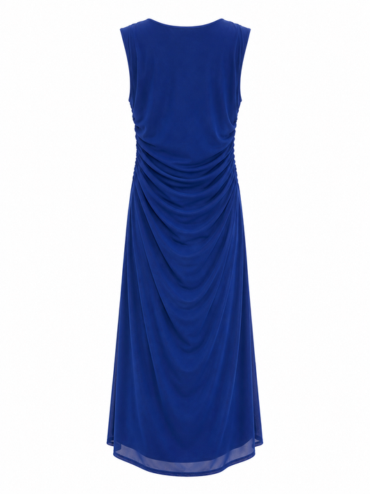 Quiz Ruched Evening Dress, Royal Blue, Size 12