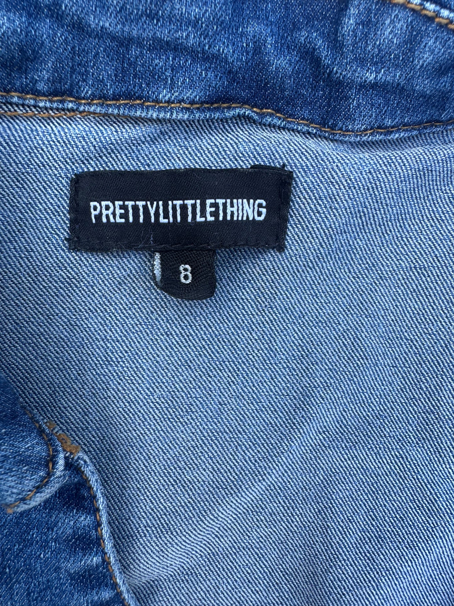 Pretty Little Thing Utility Jumpsuit, Blue Denim – Size 8