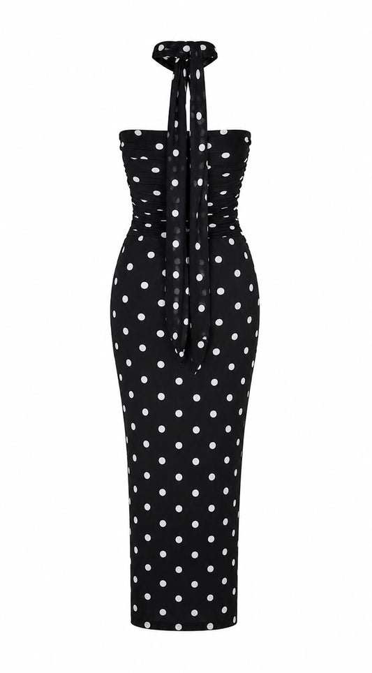 Asos Polka Dot One-Shoulder Midi Dress, Black - Size 12