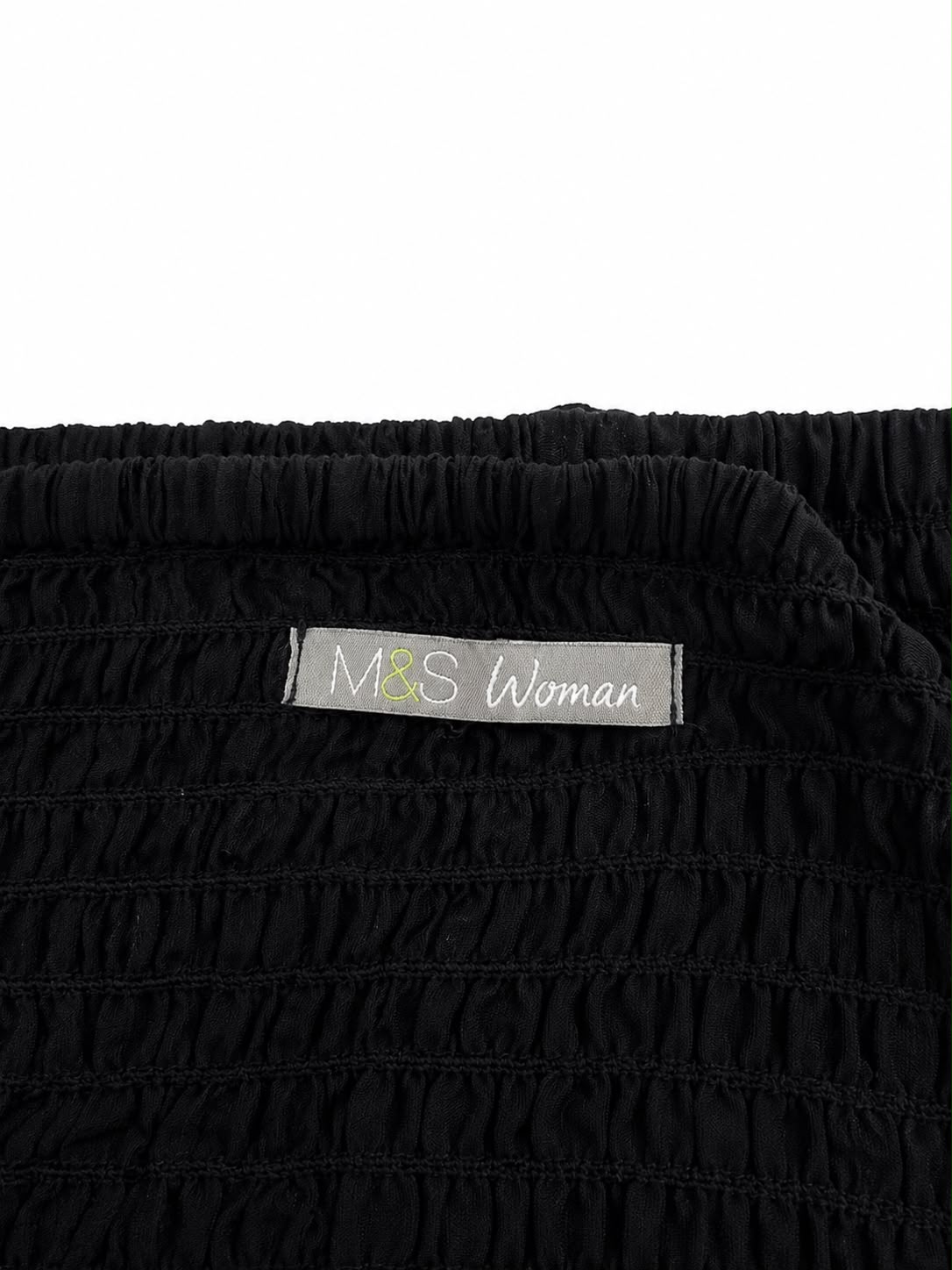 M&S Shirred Bandeau Sundress, Black - Size Medium