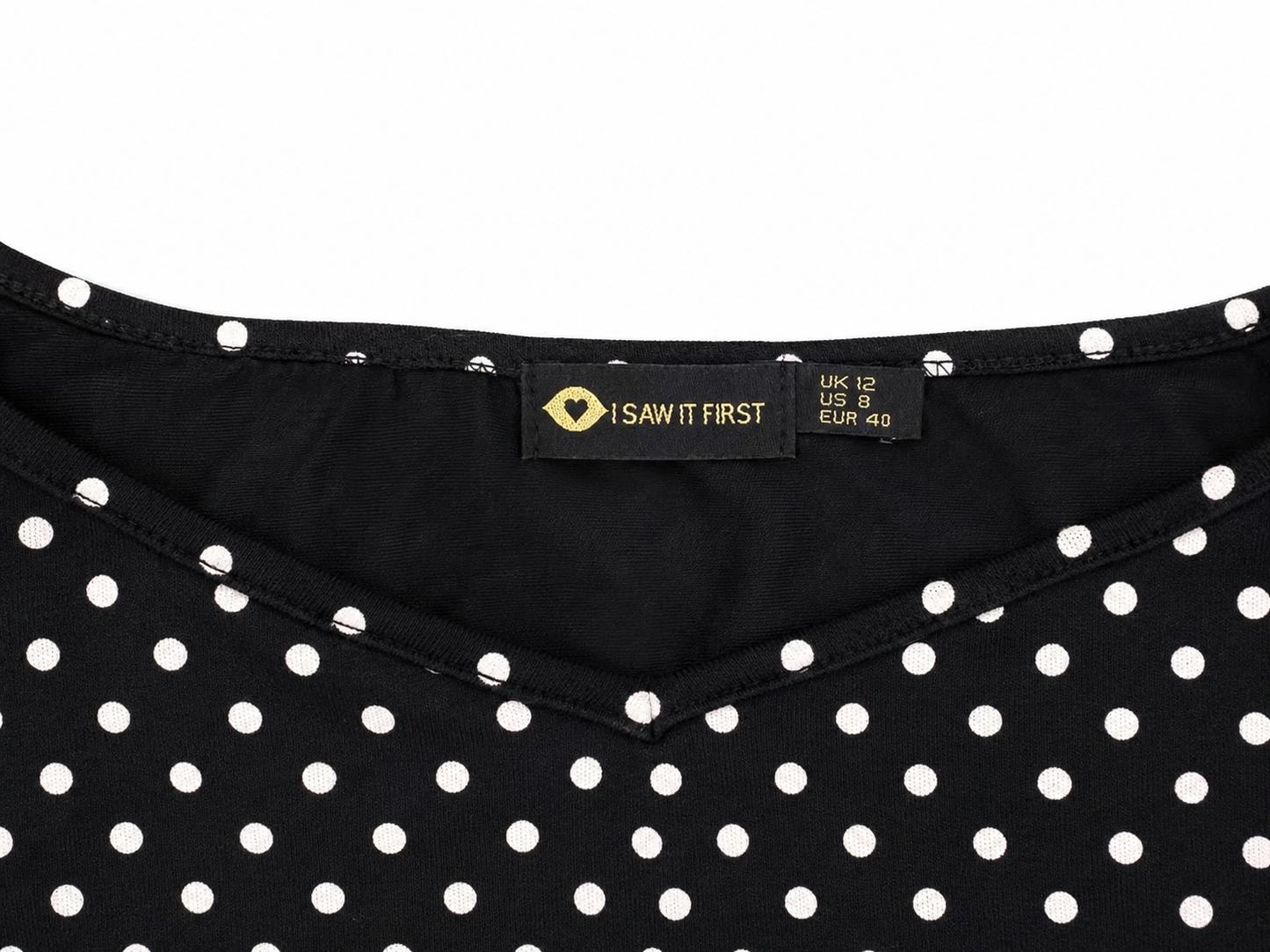 I Saw It First Frill Hem Mini Dress, Black & White Polka Dot - Size 12