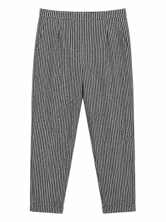 M&S Slim Leg Trousers, Black & White - Size 16