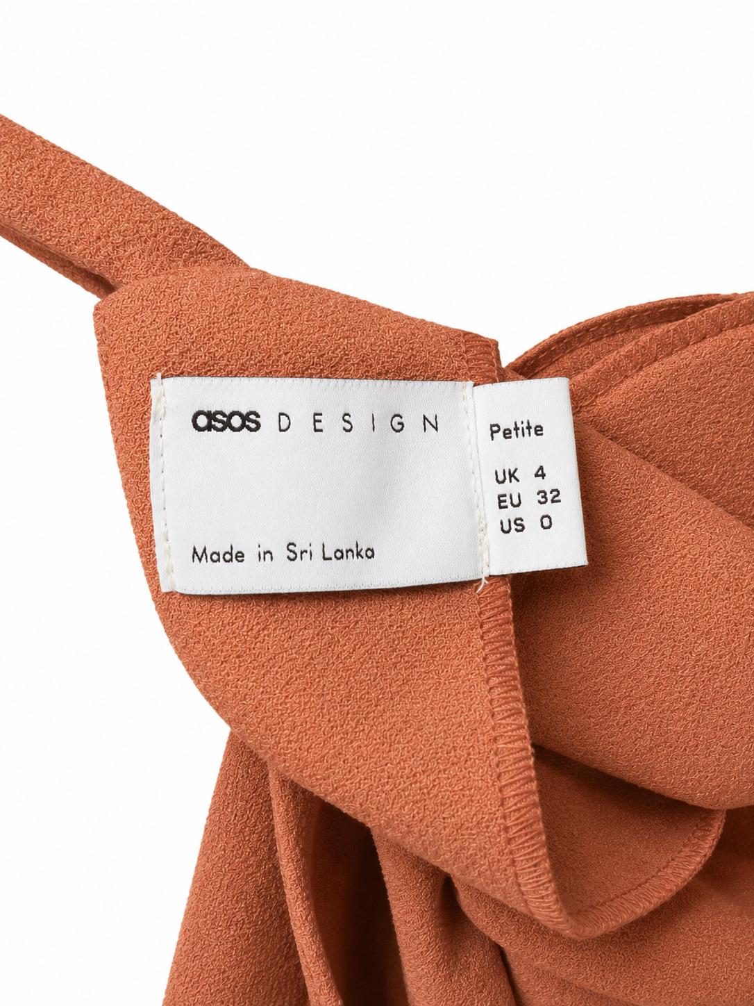 ASOS Petite High Neck Belted Midi Dress, Orange Rust - Size 4
