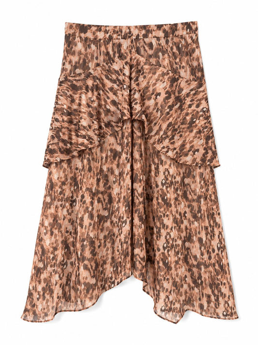River Island Animal Print Skirt, Brown - Size 14