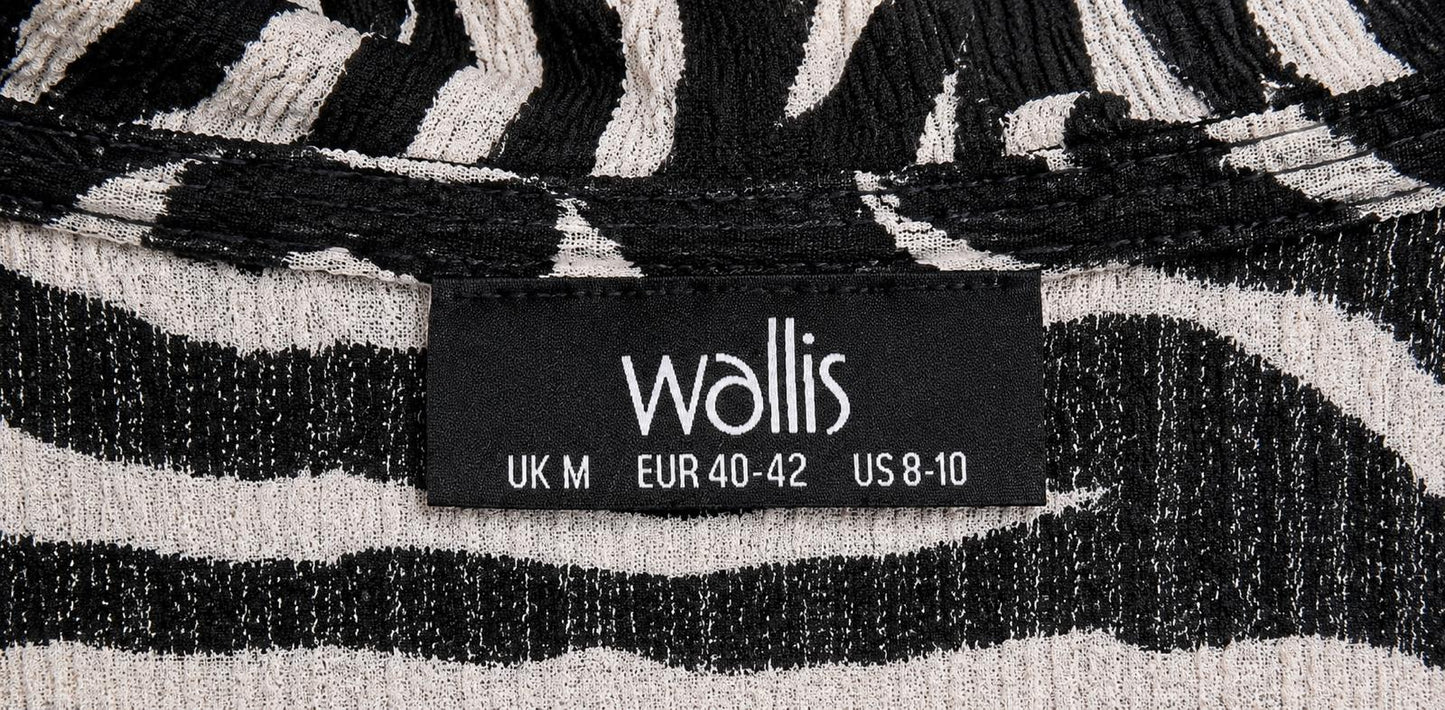 Wallis Zebra Print Long Sleeve Top, Black & Cream - Size Medium