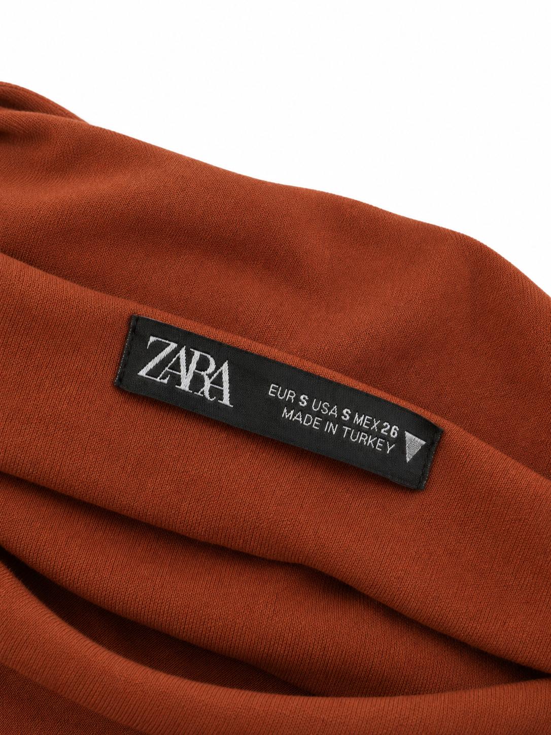 Zara Ruched Draped Sleeveless Top, Rust Orange - Size 8
