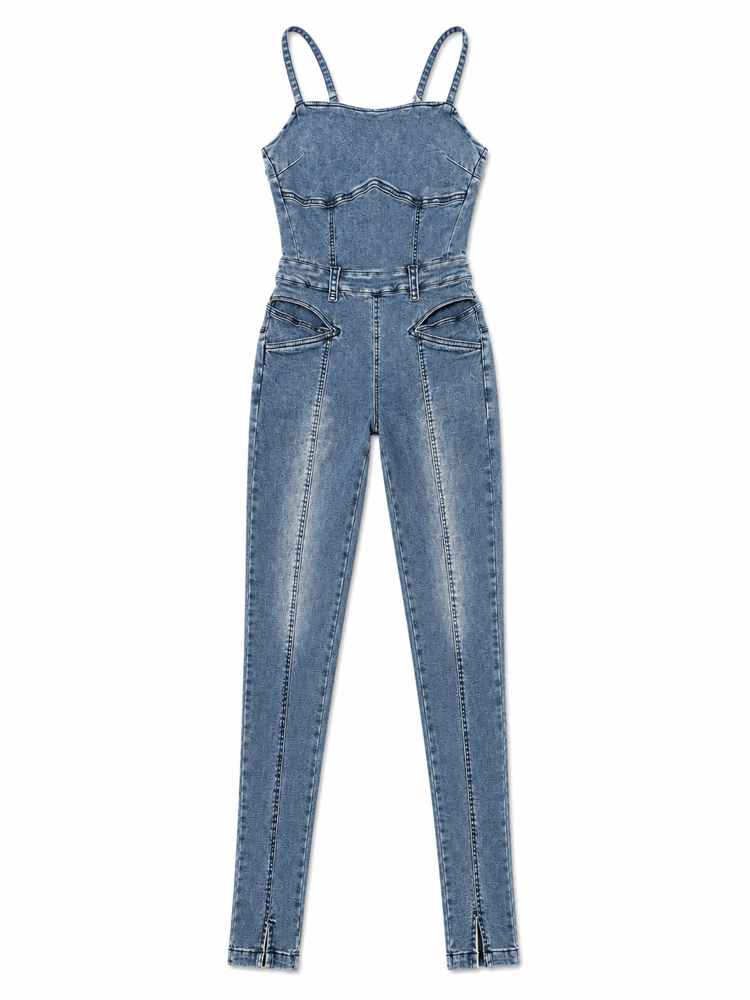 Manière De Voir Denim Effect Corset Jumpsuit, Blue - Size 8