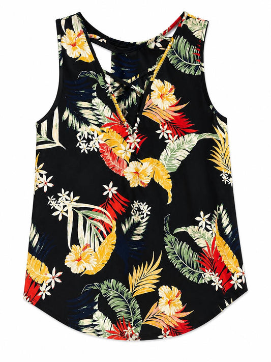 Dorothy Perkins Tropical Floral Sleeveless Top, Black - Size 12