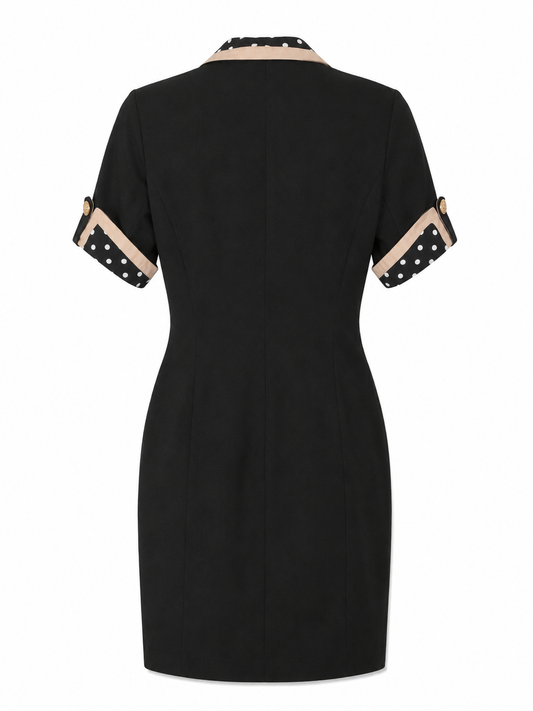 Vintage Button Front Tailored Dress, Black – Size 10