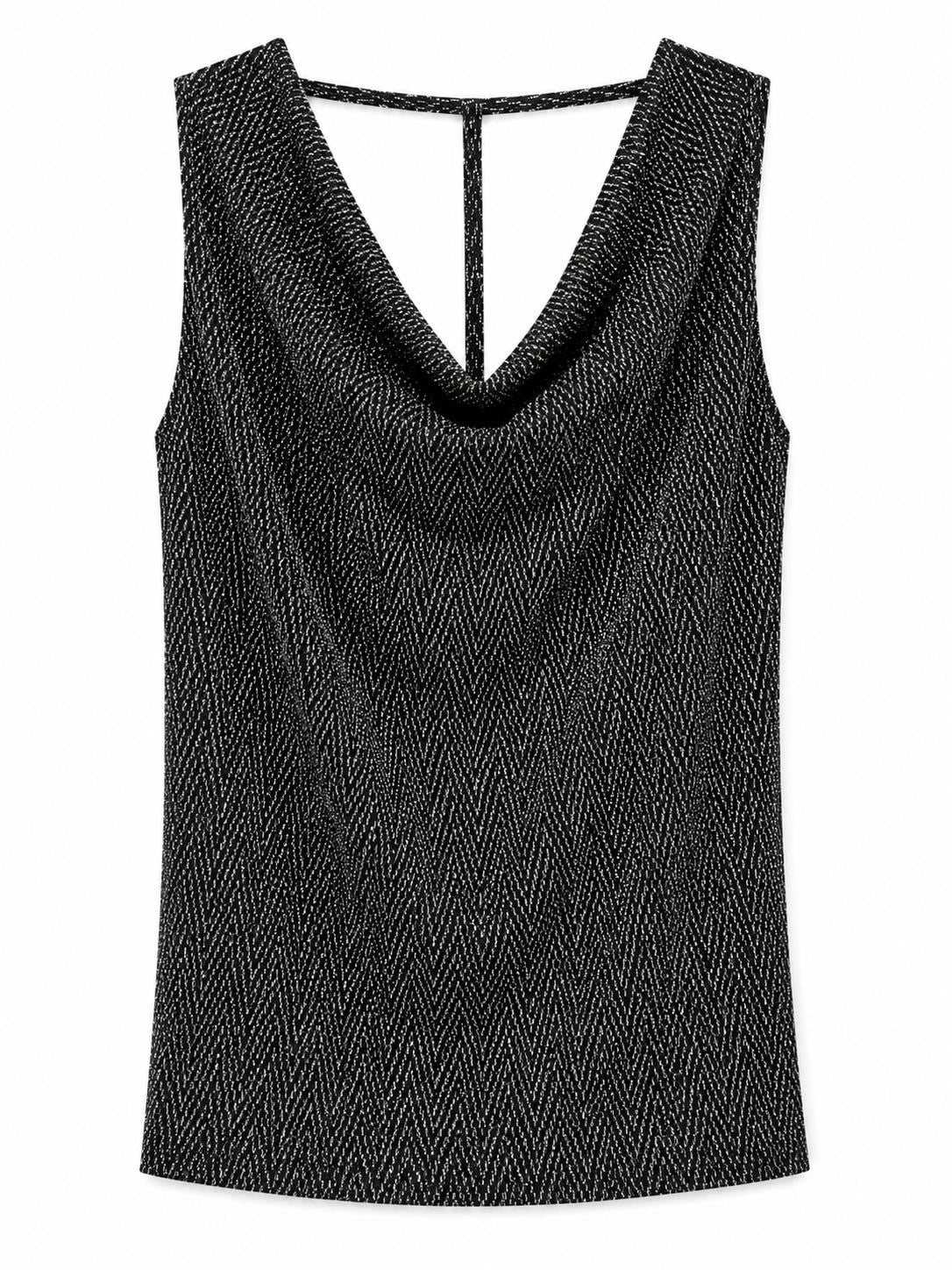 Quiz Metallic Cowl Neck Sleeveless Top, Black - Size 10