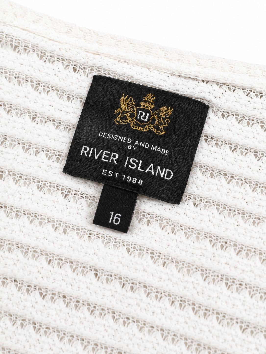 River Island Crochet Knit Oversized Top, White - UK 16