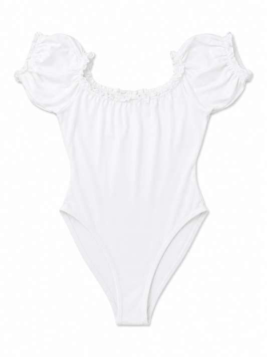 Miss Selfridge Puff Sleeve Bodysuit, White – Size 10