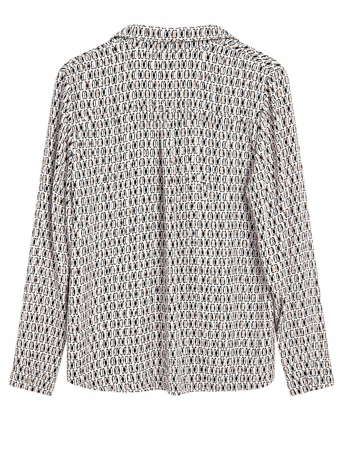 Next Geometric Print Long Sleeve Blouse, Cream Black - Size 12