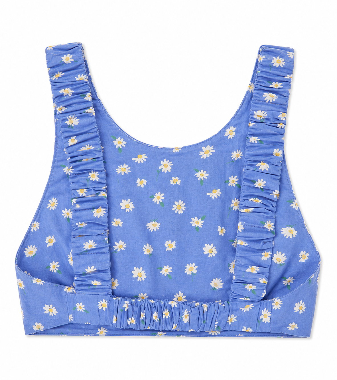 Zara Daisy Print Crop Top & Flared Trousers, Blue – Size 8