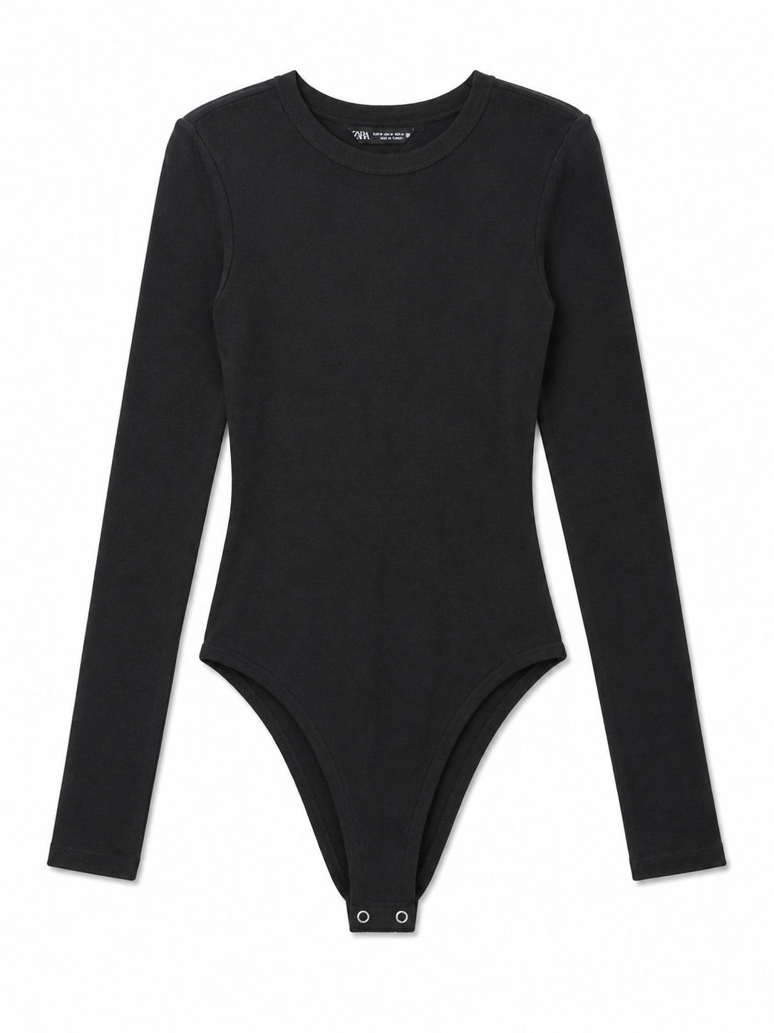 Zara Long Sleeve Crew Neck Bodysuit, Black – Size 10