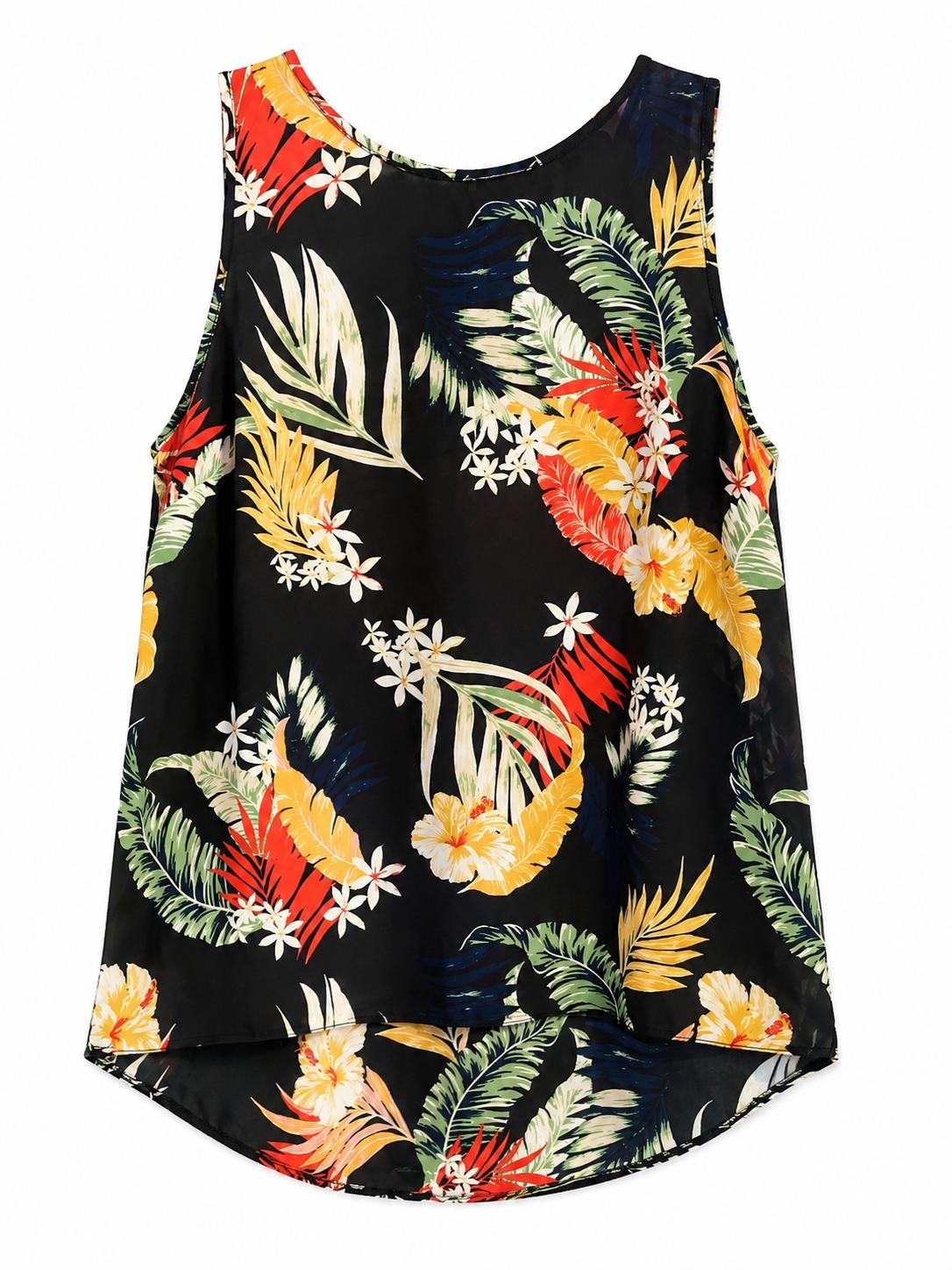 Dorothy Perkins Tropical Floral Sleeveless Top, Black - Size 12