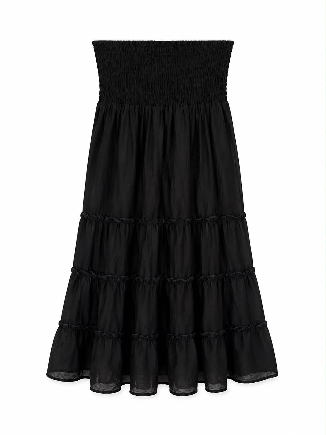 M&S Shirred Bandeau Sundress, Black - Size Medium