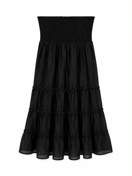 M&S Shirred Bandeau Sundress, Black - Size Medium