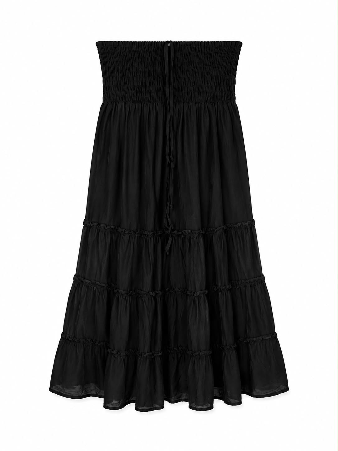 M&S Shirred Bandeau Sundress, Black - Size Medium