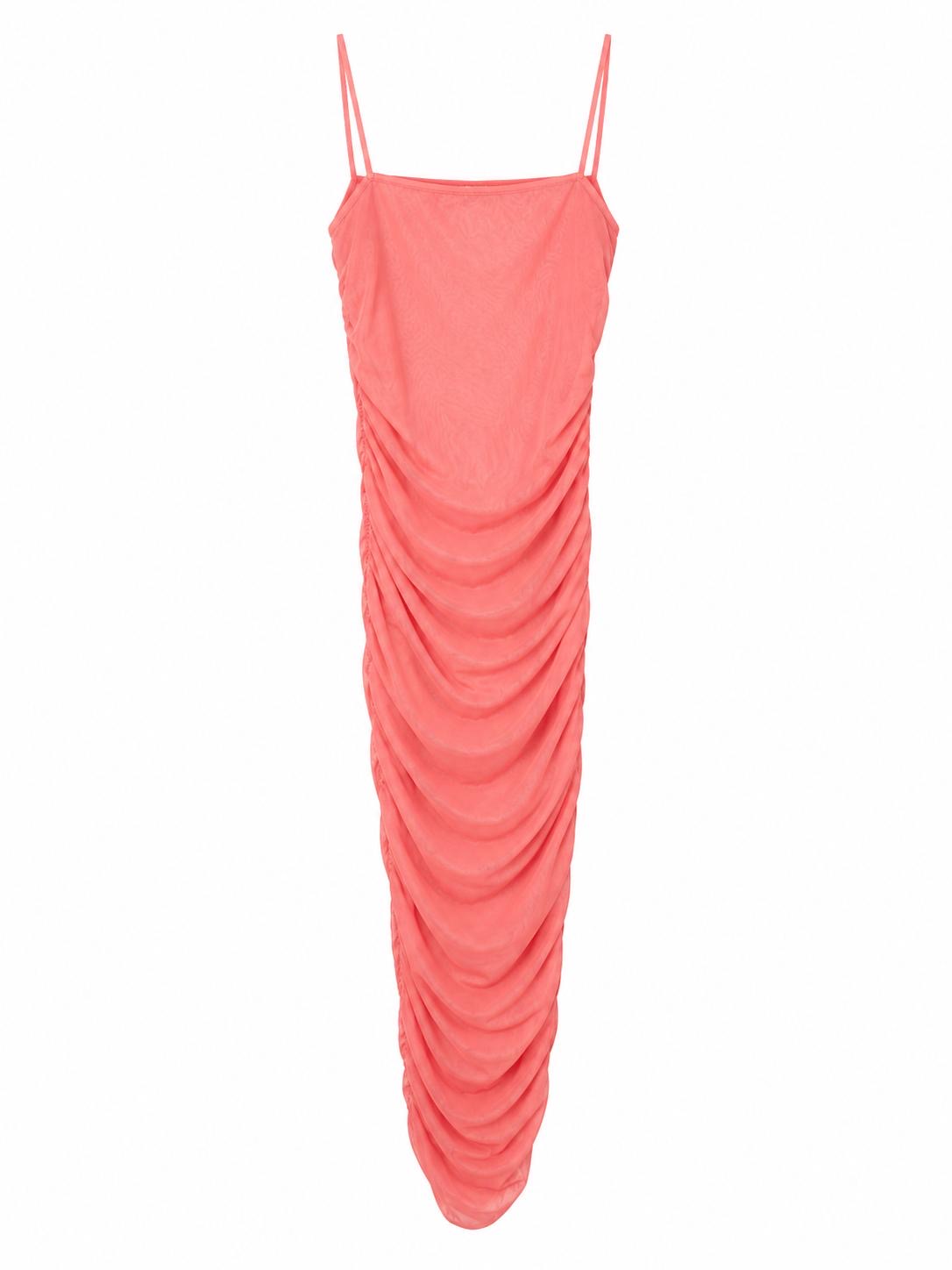 Missy Empire Ruched Bodycon Midi Dress, Coral Pink - Size 4