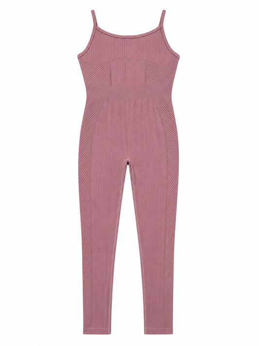 ASOS Seamless Ribbed Unitard, Mauve - Size Medium