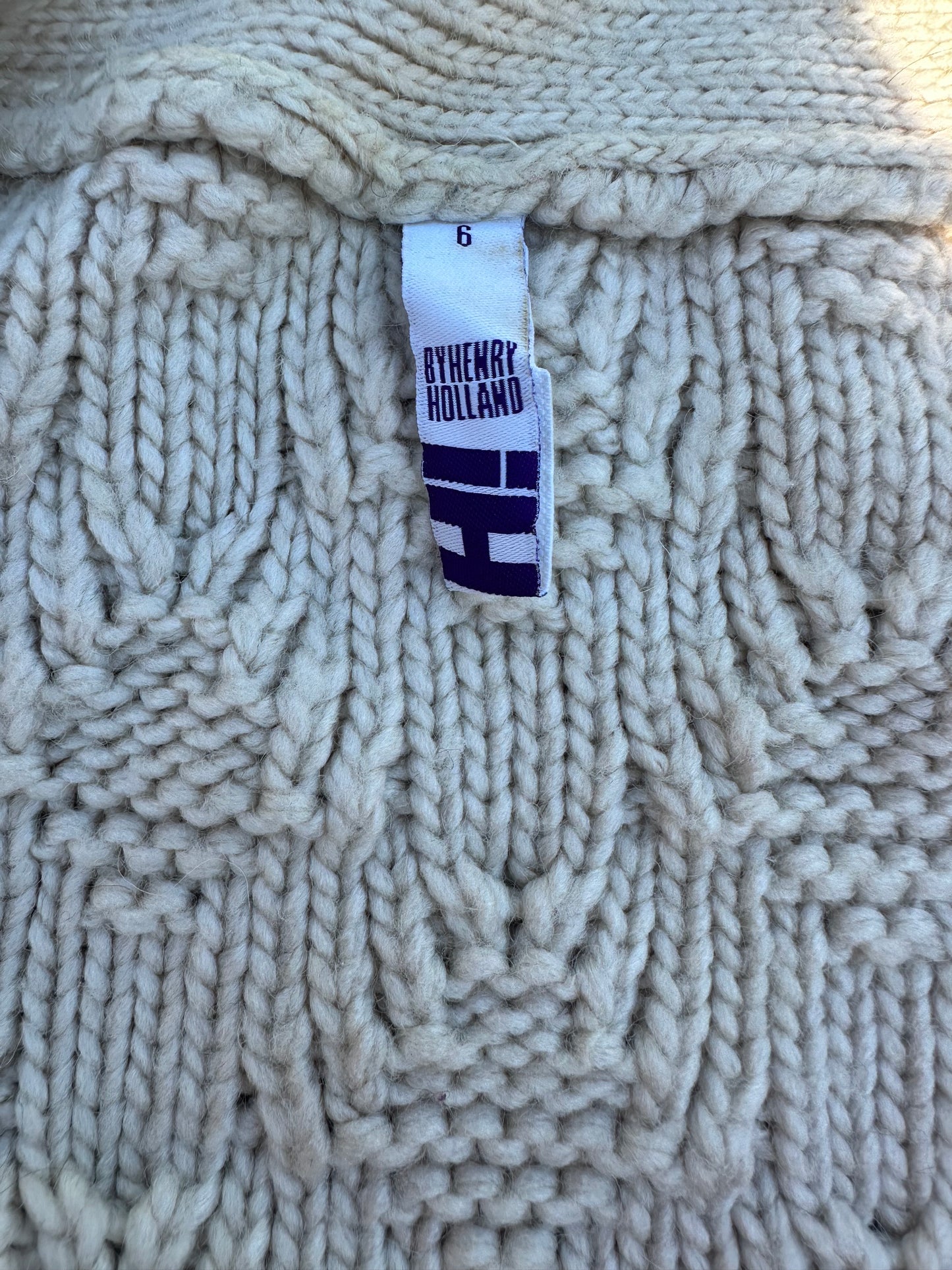 By Henry Textured Knit Open Cardigan, Cream - Size Small