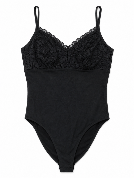 Topshop Lace Trim Cami Bodysuit, Black – UK 8
