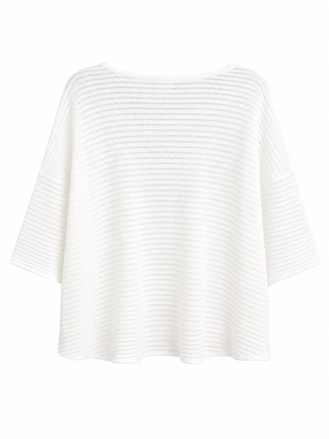 River Island Crochet Knit Oversized Top, White - UK 16