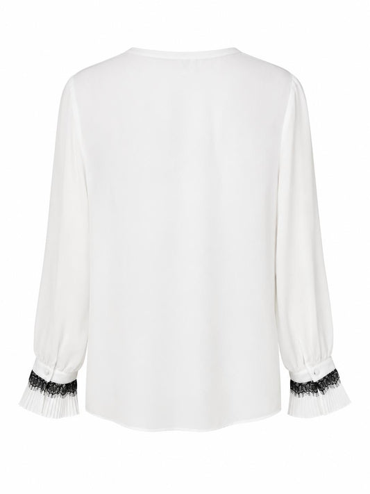 River Island Lace Trim Ruffle Blouse, White - Size 12