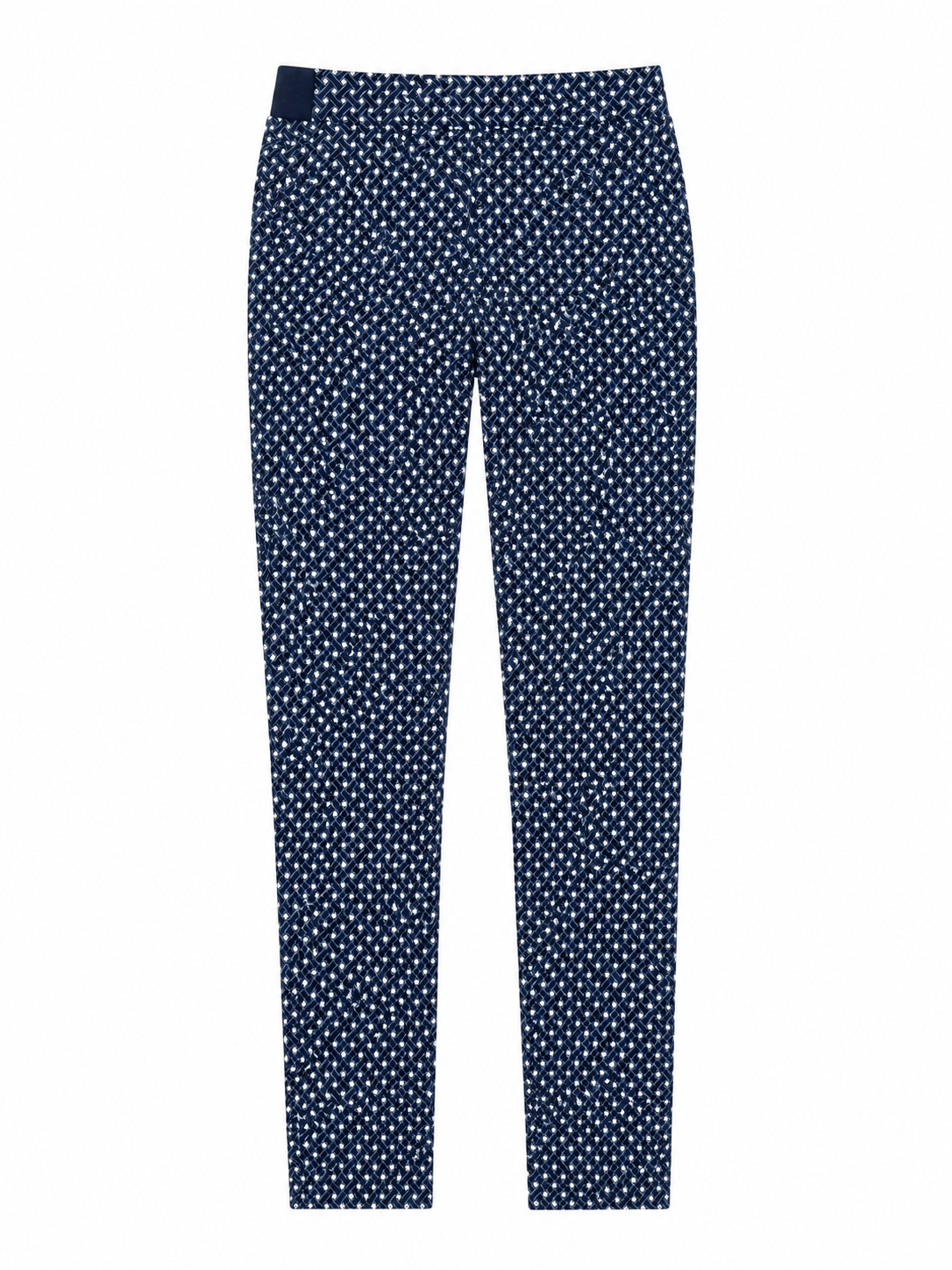 H&M Slim Fit Geometric Print Slim Fit Trousers, Navy Blue - Size 8
