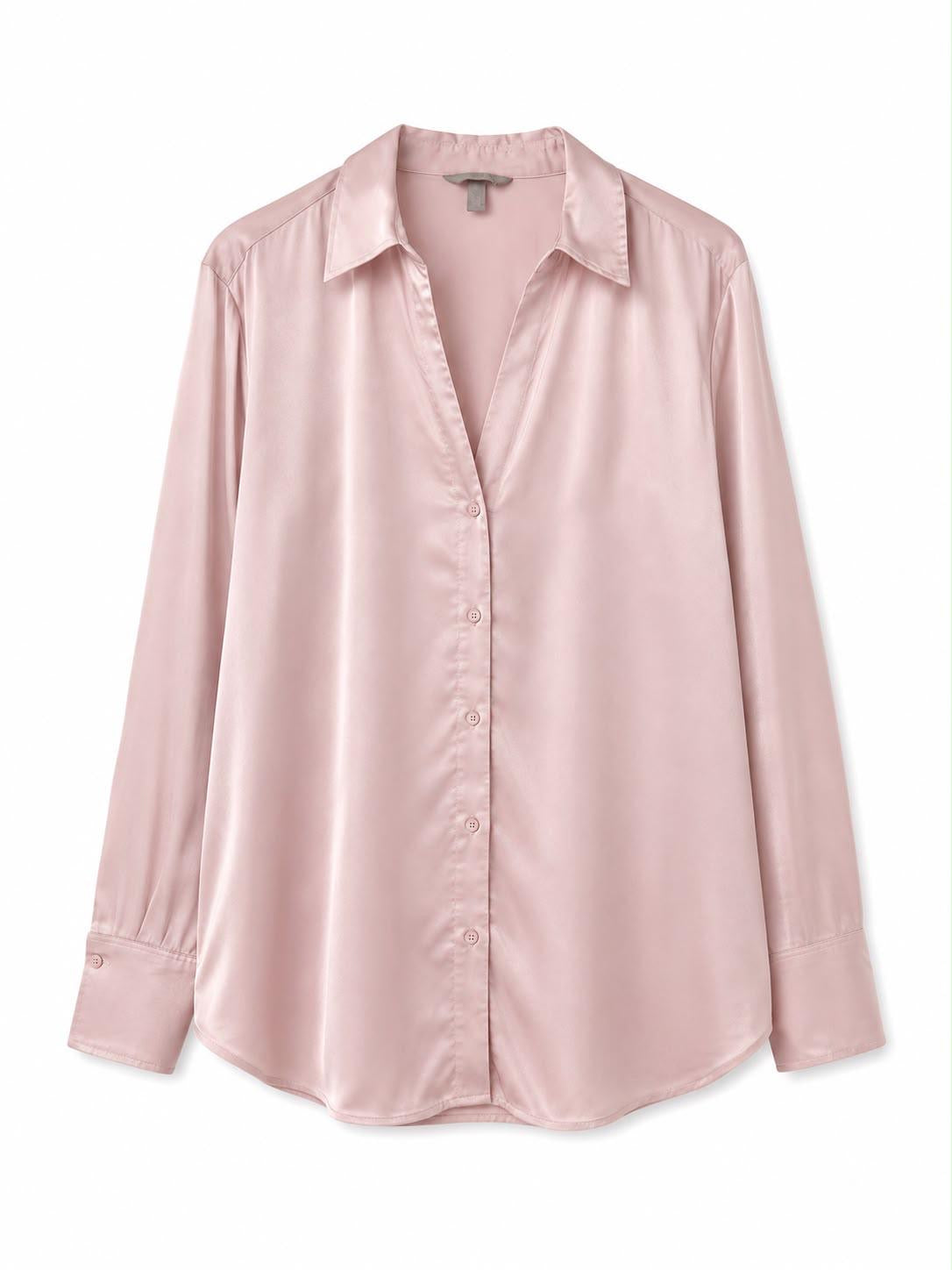 H&M Satin Button Blouse, Blush Pink, Size 12