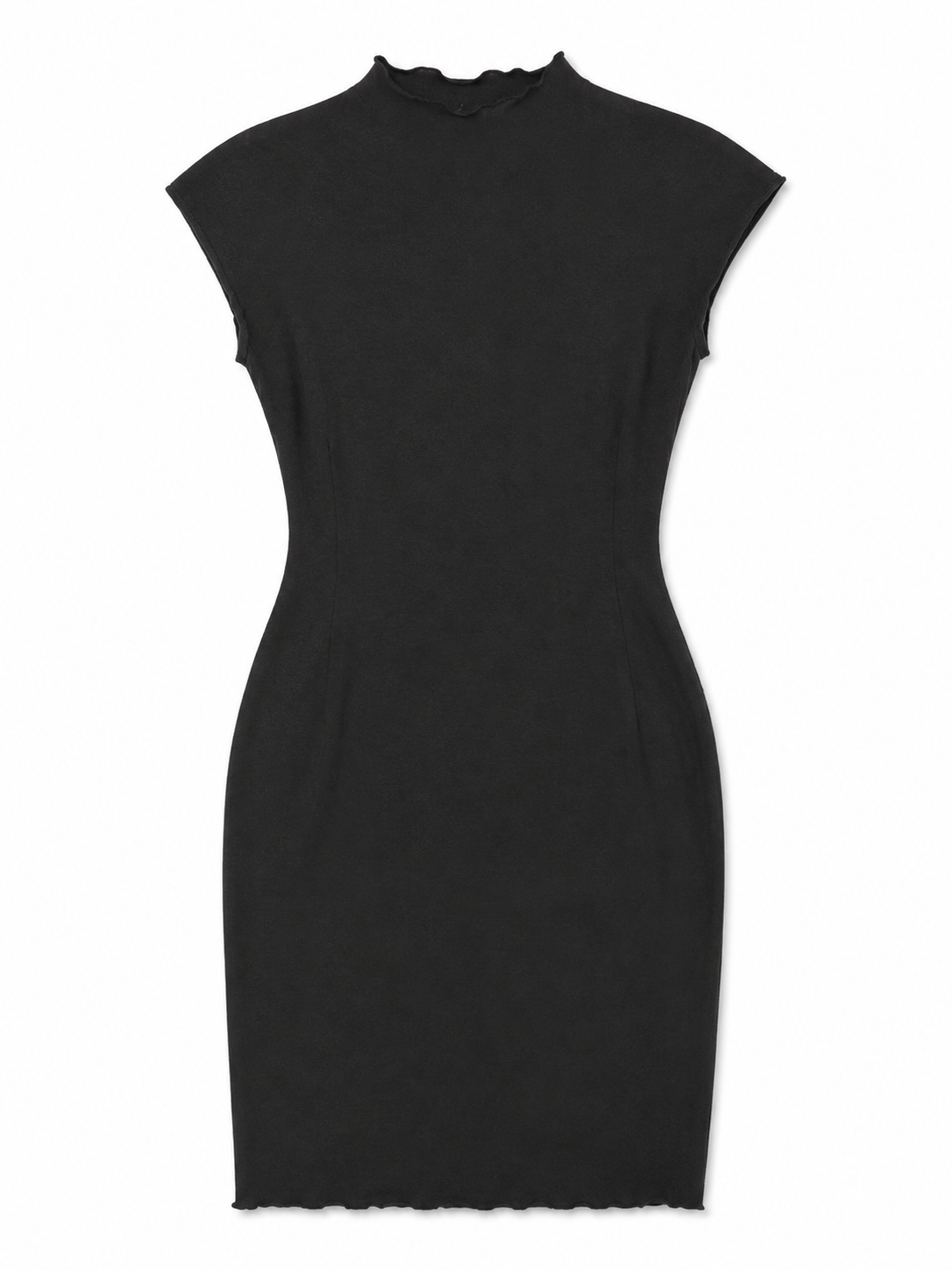 Zara Ribbed High Neck Bodycon Mini Dress, Black – Size 12