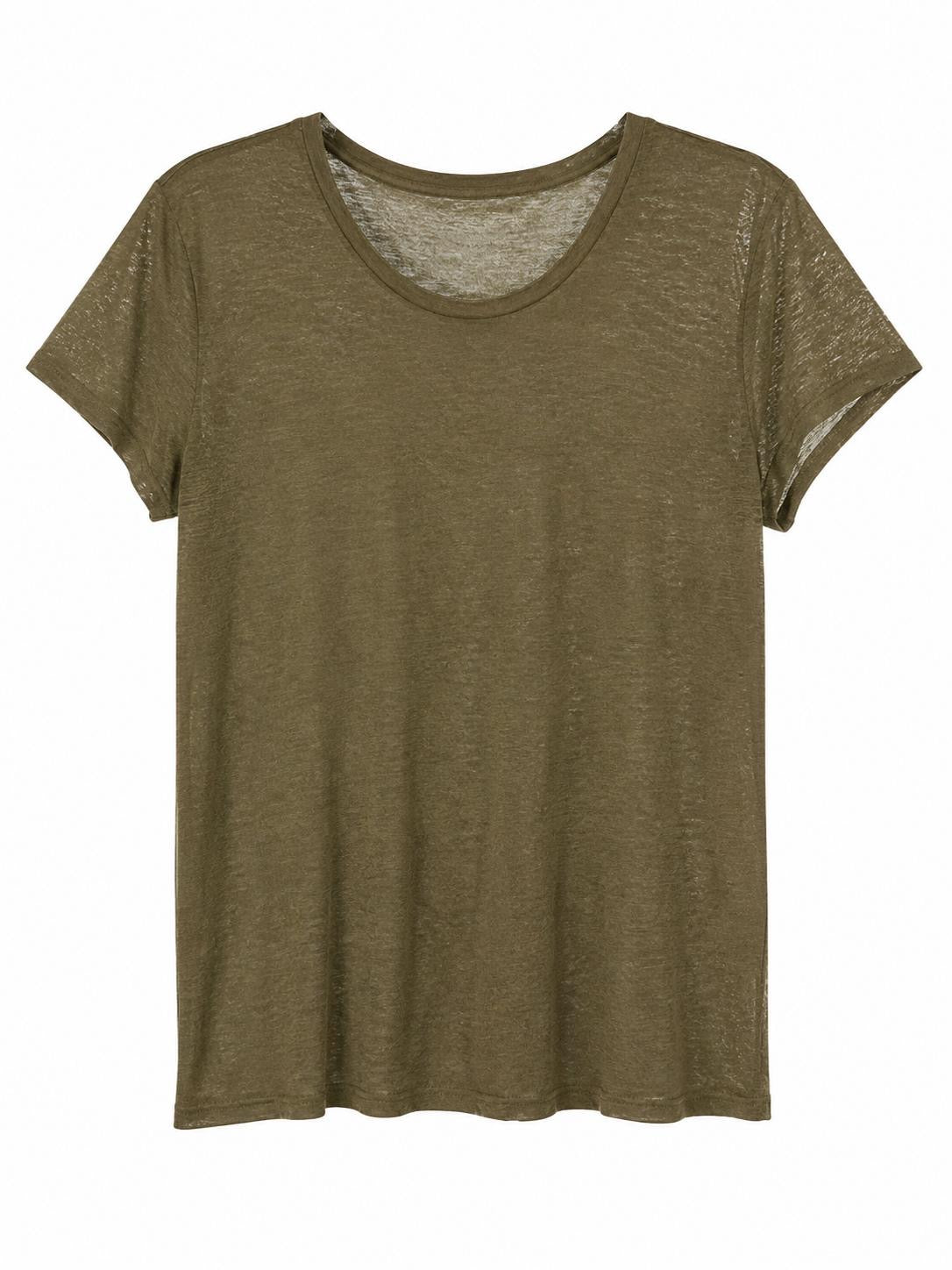 Topshop Lightweight Scoop Neck T-Shirt Khaki, Green - Size 10