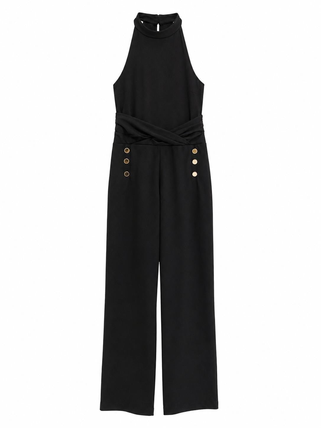 Lipsy London Halterneck Wide Leg Jumpsuit, Black - Size 14
