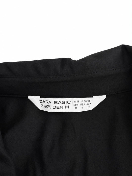 Zara Tiered Ruffle Buttoned Shirt Dress, Black - Size 10