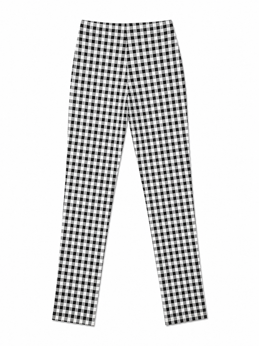 Zara Gingham Zip Front Skinny Trousers, Black & White - Size 6