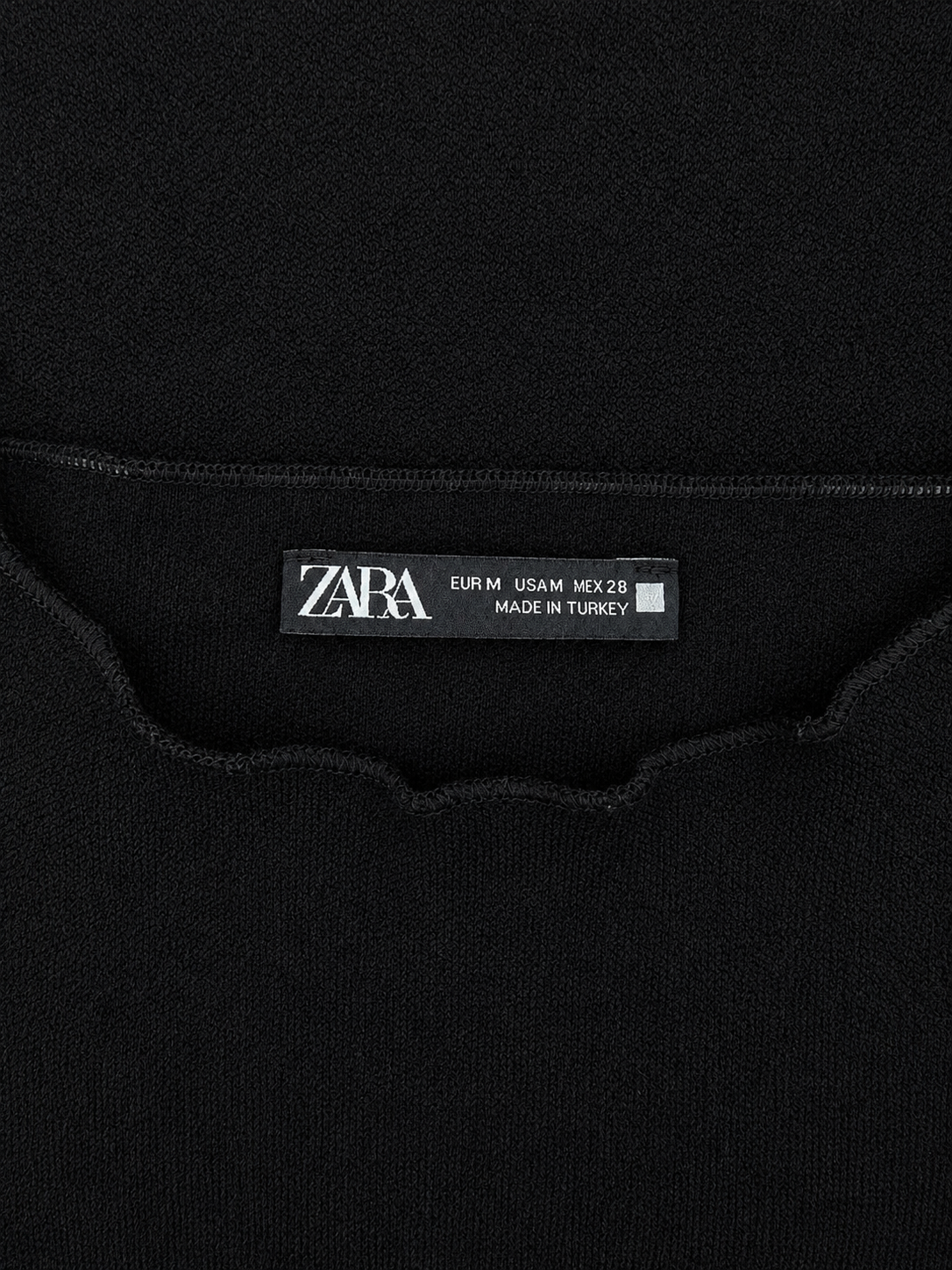 Zara Ribbed High Neck Bodycon Mini Dress, Black – Size 12
