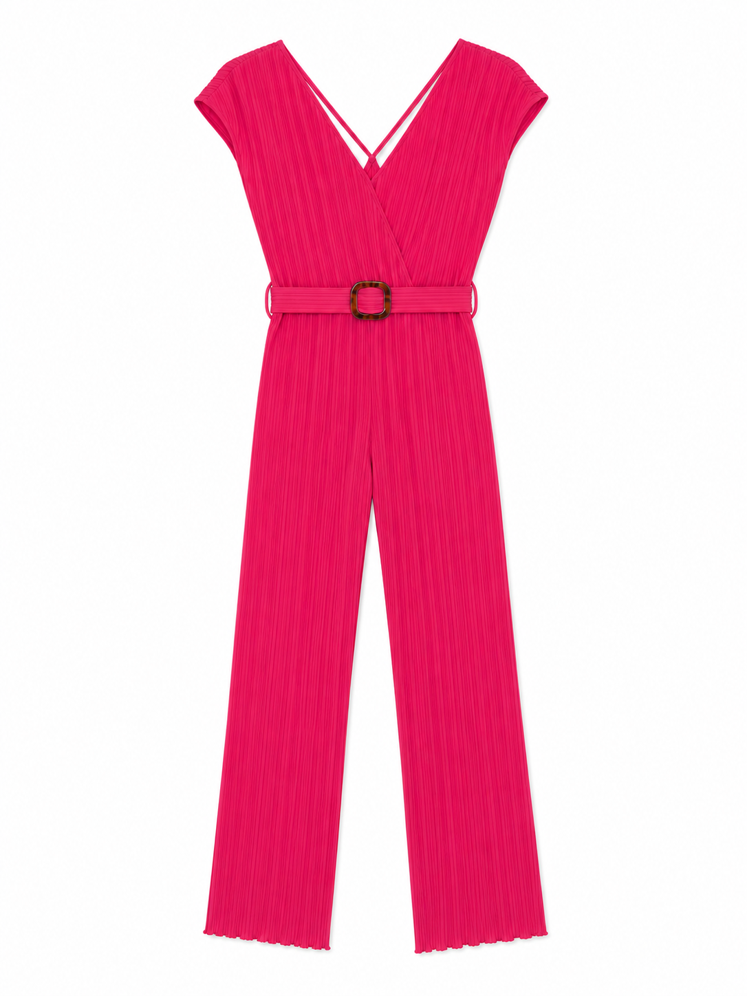 Next Pleated Belted Jumpsuit, Hot Pink - Size 8