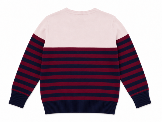 By Henry Cat Knit Jumper, Pink & Burgundy - Size 10