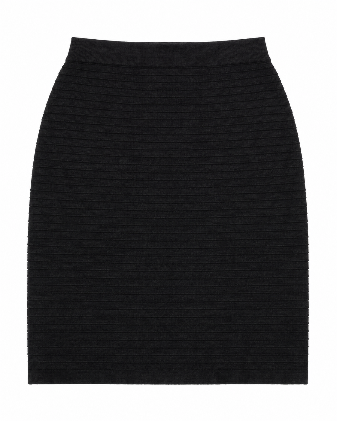 Jaeger 100% Merino Wool Ribbed Knit Pencil Skirt, Black - Size Medium
