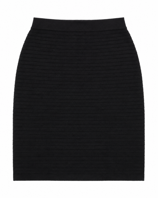 Jaeger 100% Merino Wool Ribbed Knit Pencil Skirt, Black - Size Medium